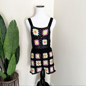 Black Crochet Overalls